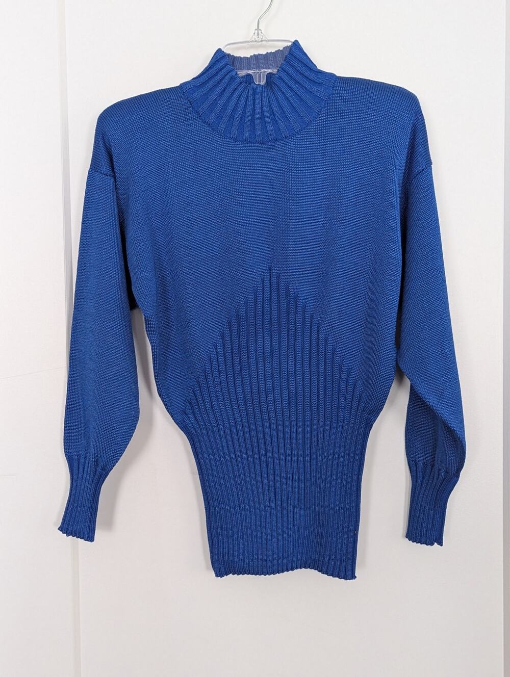 Vtg FIA Italia Royal Blue Sweater Handloomed Cinched Waist S NWT